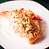 Филе лосося, фаршированное крабом, с гарниром из перца и кукурузы