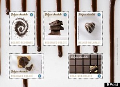 Шоколадные почтовые марки в Бельгии