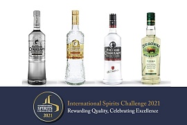  Легендарные водочные бренды «Русский Стандарт» и «Zubrówka» удостоены медалей на международном конкурсе International Spirits Challenge 2021