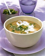 Суп из баклажанов с моцареллой и гремолатой